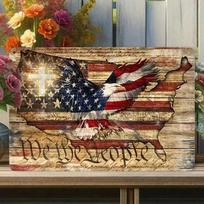Planetjuice Vintage Tin Sign Patriotic Wall Art Metal Plaque x Inches (as the picture,20x30)
