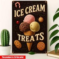 Planetjuice Vintage Ice Cream Metal Sign Wall Decor For Kitchen Cafe Bar (as the picture,20x30)