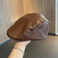 Gothic PU Leather Berets Hat Vintage Painter Hat Retro Y2k Berets Hat  Unisex