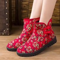 Winter Plush Warm Anti Slip Comfy Short Snow Boots for Women Outdoor Street Casual Flat Walking Footwear Large Size Available 35 raudona