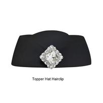 Flat-top Wool Beret Hat Rhinestone Flight Attendant Hat Fashion Topper Hat  Party Style B