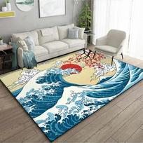 Japanese Art Kanagawa Waves Pattern Floor Rug 11 Size Living Room Bedroom Bedside Bathroom Floor Mat Area Rug Carpets Home Decor 40x60cm 16x24 inch