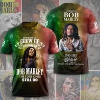 Bob Marley 1945-1981 In Memory Of Bob Marley Signature 3D T-Shirt L