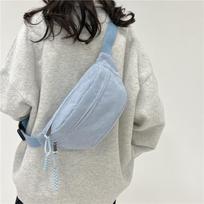 Women's Waist Pack Large Capacity Corduroy Fanny Pack Street Style Chest Bag Shoulder Crossbody Bags Casual Waist Belt Bag One Size mėlyna