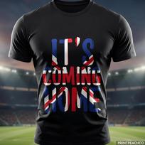 It's Coming Home England Football T Shirt, Union Jack Typography Tee, English Soccer Fan Shirt, World Cup Supporter Top 2026 L