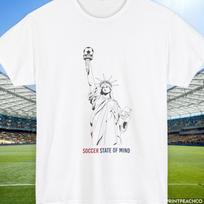 Soccer State of Mind USA T Shirt, Statue of Liberty Soccer Graphic Tee, American Football Fan Shirt, Minimal Streetwear Top, World Cup 2026 M