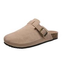 Vintage Soft Sole PU Leather Summer Women Slippers Slip on Casual Beach Sandals for Ladies Daily Walking 35 chaki