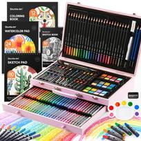 Shuttle Art Drawing Set, Art Supplies Set, 149 Pieces, Pink, Colored Pencils, Solid Watercolors, Drawing Pencils, Pastels, Crayons, Non-toxic,