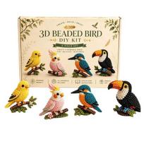 3D Beaded Craft Kit, DIY Handmade Bead Art Set, Cute Cows, Birds, Mushrooms Beadwork Kit for Beginners, Craft Enthusiasts, F