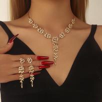 Elegant Rhinestone Water Drop Necklace Set - High-End European & American Court Style Jewelry for Women