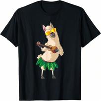 Llama Ukulele Luau Cute Funny Cool Hawaii Alpaca Gift T-Shirt S