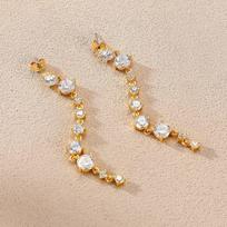 European Water Drop Tassel Zircon Earrings for Women - Exquisite, Fashionable Design