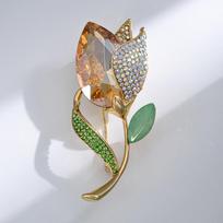 Colorful Crystal Tulip Brooch - High-Quality Corsage Accessory