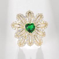 Luxurious Emerald Zircon Heart Brooch: Elegant Floral Pin Accessory Gift