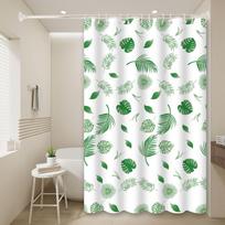 1pc green tropical leaf Popular Shower Curtain Waterproof PEVA Botanical Bathroom Decor (as the picture,80*180cm)