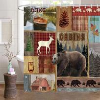 Bear Shower Curta for Bathroom Wild Animals Rustic Cabin Forest Bear Print Wooden Board Cloth Bath Curtain Set Bathroom Decor (as the picture,W90XH180cm)