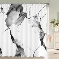 Abstract Marble Pattern Shower Curta Waterproof Fabric Bath Curta For Bathroom Bathtub Large Wide Bathing Cover With Hook (as the picture,W90xH180cm)