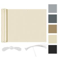 Outdoor Privacy Screen Fence with Waterproof UV-Protectant Sunshade Cloth for Balcony Yard with Hole Design (Beige,90x300CM) smėlis