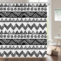1 pc  black white geometric Print polyester shower curtain waterproof fabric partition bathroom curtain ,decoration bath curtain (as the picture,W90xH180cm)