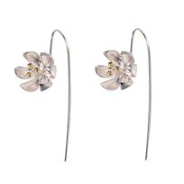 Two-Tone Yellow Lotus Flower Earrings with Hooks