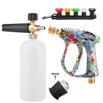 Heavy Duty High Pressure Washer Gun with Foam Lance, 5 Nozzles Snow Foam Cannon for Karcher K2-K7 Car Cleaning