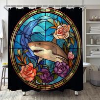 Fox Shower Curtain for Bathroom,  Leaves Glass Art  Shower  Set, Cute Animals Abstract Fabric Modern Waterproof Bathroom Decor (as the picture,90x180CM)