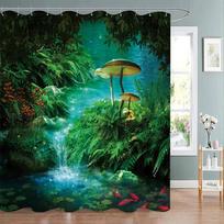 Mushroom Shower Curtain Retro Mushrooms Butterfly Floral Boho Moon Stars Botanical Wildflower Green Plant Aesthetic Bath Curtain (as the picture,W90XH180cm)