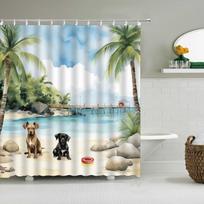 Cartoon Animal Shower Curtain, Cute In Water Cat Dog, Kids Boys Girls Polyester Fabric Bathtub Partition Bathroom Decoration (as the picture,90x180cm)