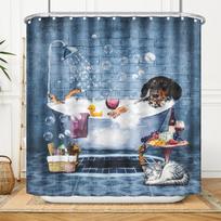 Funny Dachshund Shower Curtain for Bathroom Cartoon Dog Bath Curta with Cute Animal Pattern, 72 X 72 in (as the picture,90*180cm)