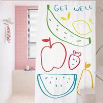 Korean Lines Shower Curtain Waterproof Mildew Proof Bathroom Partition Curtain Shower Door Curtain Bathroom Decoration (as the picture,90x180cm 35x70inch)