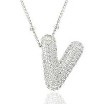 Zirconia Balloon Letter Pendant Necklace - 26 Letters Available Copper