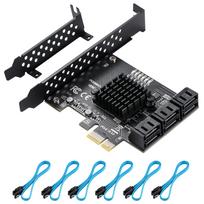 YBBOTT PCIe SATA 6Gbits PCIe Expansion Card, 6-Port PCIe 1X SATA Card, SATA Controller, PCI-E 3.0 GEN3 ASM1166 Chipset - Includes 6 SATA Cables and