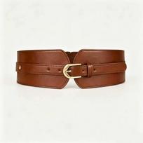 Women's Retro Gold Horseshoe Buckle Wide Waist Cincher in Genuine Leather