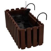 Flowerpot Balcony Terrace Box With Hooks Irrigation System Brown 40Cm