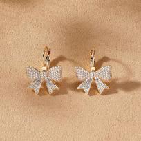 Butterfly Festival French Ear Hook Earrings: Luxurious Gold-Plated Copper with Pavé Design
