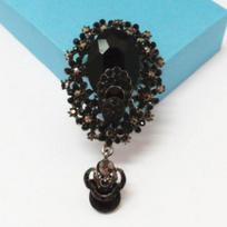 Retro Black Gem Water Drop Brooch - European & American Fashion Pin Accessory for Suits & Clothing