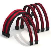 LINKUP 30cm Super Soft and Flexible PSU Cable Extension with Sleeve for Custom Mod PC Power Supply, Braided with Comb, 6-Pack  1x 24P  2x 8P (4+4)