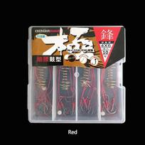 4Pcs/Lot 6 Hooks Explosion Fishing Hook Fishing Lure Bait Trap Feeder Cage Sharp Fishing Hook with Stainless Steel Springs (Red,9)