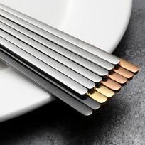 1 pora Korėjietiškų nerūdijančio plieno vientisų plokščių valgymo lazdelių Titano aukso Spalvos Japoniškų Sushi Kinų Valgymo Lazdelių Virtuvės Stalo įrankių sidabras