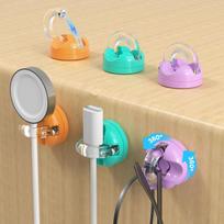 3/6PCS Rotating Locking Cable Organizer Hook - Acrylic Adhesive Under Desk Wire Management Storage Holder