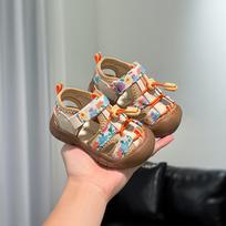 Floral Summer Velcro Sandals for Toddlers - Anti-Collision Head Wrap Shoes for Boys and Girls 25