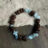 Handmade Sea Salt Cheese Coffee Bean Stone Beaded Bracelet 10mm Beads