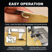 Practical-3 Sizes Wide Rolled Hem Pressure Foot, 1/2 Inch, 3/4 Inch, 1 Inch For Most Other Low Shank Sewing Machine Clip Sewing