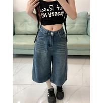 Women Vintage Washed Wide Leg Denim Shorts High Waist Baggy Jeans Shorts Y2K Streetwear XXXXL