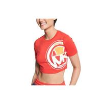 Michael Kors Ss22 Solid Color Letter Pattern Printed Short Slim Fit Casual Short Sleeve T-Shirt Women tops Red MS250NC97J901 XXS