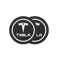 2Pcs Car Interior Coasters Silica Gel Water Cup Anti-slip Mats For Tesla Model 3 Model S Model X Model Y Cybertruck Roadster