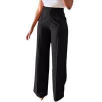 Women's High Waist Wide Leg Pants Solid Color Casual Trousers Multi Colors S