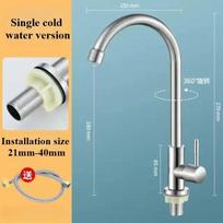 304 Stainless Steel 360° Swivel Single Cold Faucet Brushed 304 Stainless Steel Tap for Kitchen Sink Balcony Laundry (as the picture,G1/2)