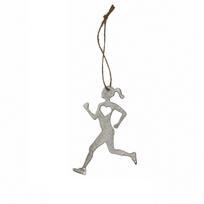 Metal Running Girl Ornament with Heart Detail Hanging Pendant for Runners and Running Enthusiasts Gift Decoration one size sidabras