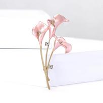 Rhinestone Tulip Brooches for Women Unisex Enamel Botanical Pin Calla Lily Lapel Pins Event Party Decoration Clothes Accessories